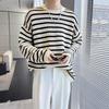Men's Ripped Striped Knit Sweater: Autumn/Winter 2023 Casual Loose Long Sleeve