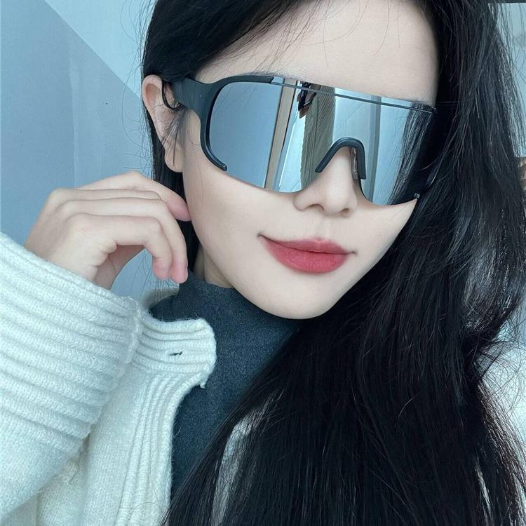 Spring And Summer One-Piece Sunglasses Women'S Big Face Windproof Riding Glasses Men'S Trendy Reflective Sports Eye Protection Ski Goggles