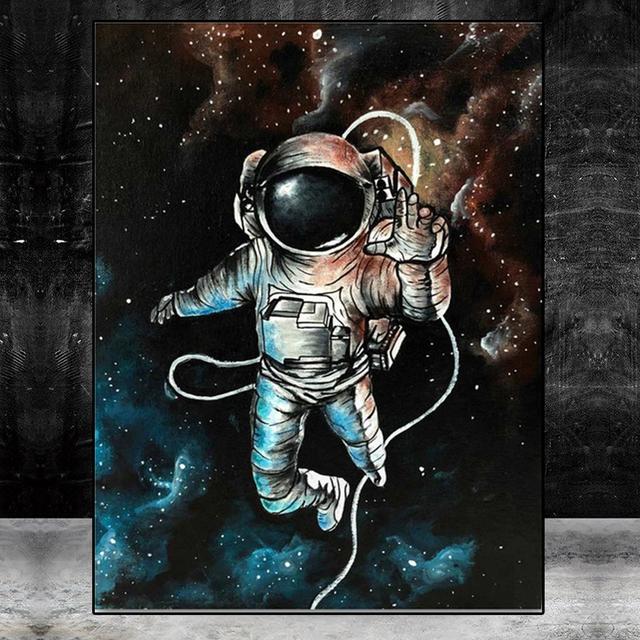 Solid Wood Frame Space Dreaming Astronaut Stars Oil Painting Canvas Painting Posters and Prints Wall Art Pictures for Living Room Home Decor