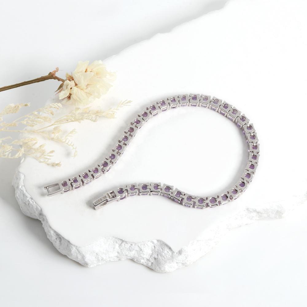 Браслет из натурального бразильского аметиста из стерлингового серебра 925 пробы, элегантное легкое, роскошное, изящное ювелирное украшение для женщин, наряд для банкета на годовщину