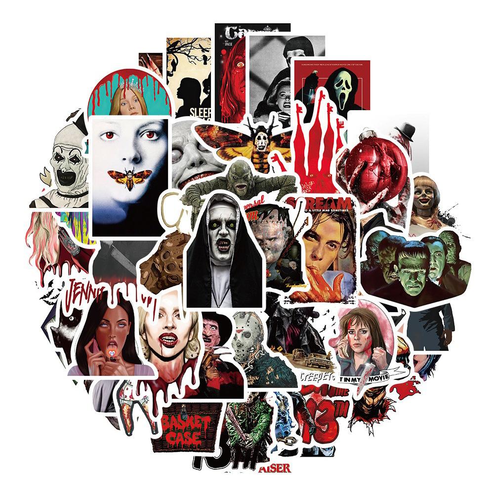100 шт. наклейки с персонажами фильмов ужасов для бампера ноутбука, скейтборда, телефона, автомобиля