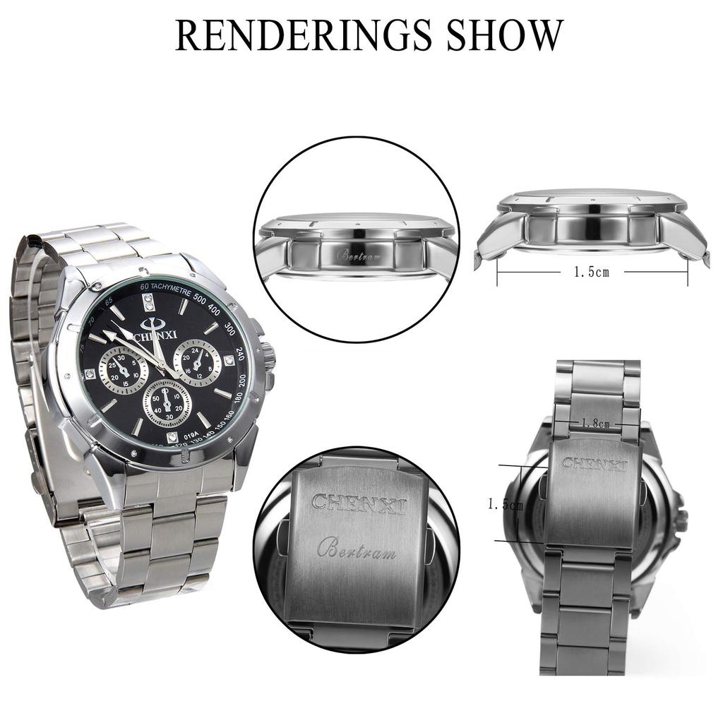 JewelryWe Casual Business Watch with Stainless Steel Analog Quartz Alloy Perfect for Day Gifts Men's Band, Movement, Movement, Valentine's