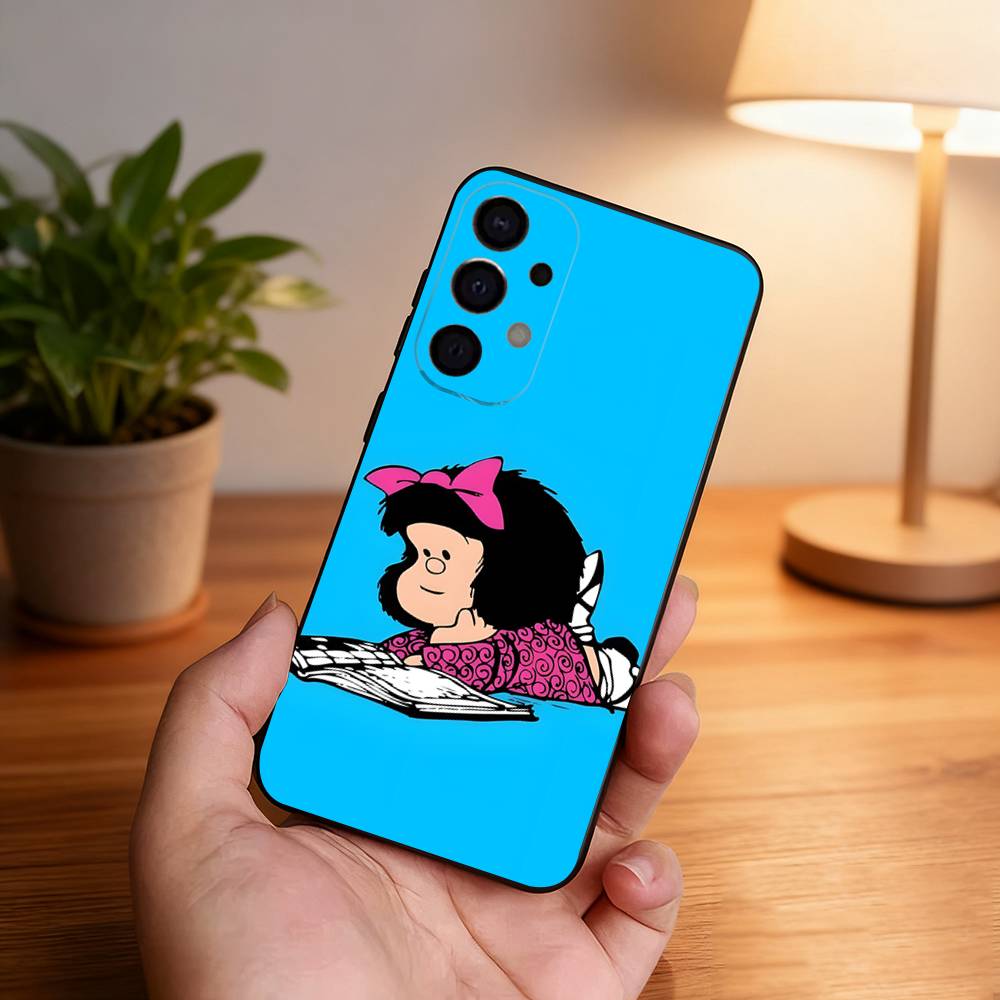 Милый Чехол для Телефона M-Мафальда Для Samsung S25,S24,S21,S22,S23,S30,Ultra,S20,Plus,Fe,Lite,5G Черная Крышка