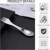 4 Pieces Portable Stainless Steel Fork Spoon, Camping Cutlery, Fork Spoon 2 in 1 for Outdoor Travel, Backpacking, Hiking