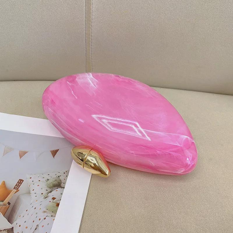 Сумка Chic Marble Acrylic: Элегантный дизайн в виде гусиного яйца, универсальный вечерний аксессуар, который можно носить в руке или через плечо