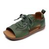 Fashion GKTINOO Genuine Leather Sandals Women 2025 Summer Open Toe Flat Shoes Handmade Retro Lace-Up Comfort Soft Casual Roman Sandals