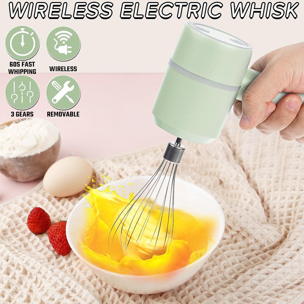 20W Electric Hand Baking Mixer Wireless Stainless Steel Egg Beater Mini Electric Whisk Mixer Household Handheld Whisk Stand Cake