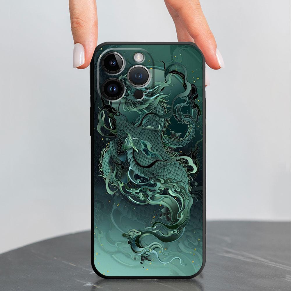 Black Soft Phone Case For Iphone 12 Mini 13 Pro 8 Plus 7 6s Se 11 14 Pro Max Xr Xs X Cover Fashion Chinese Tiger Dragon Shell