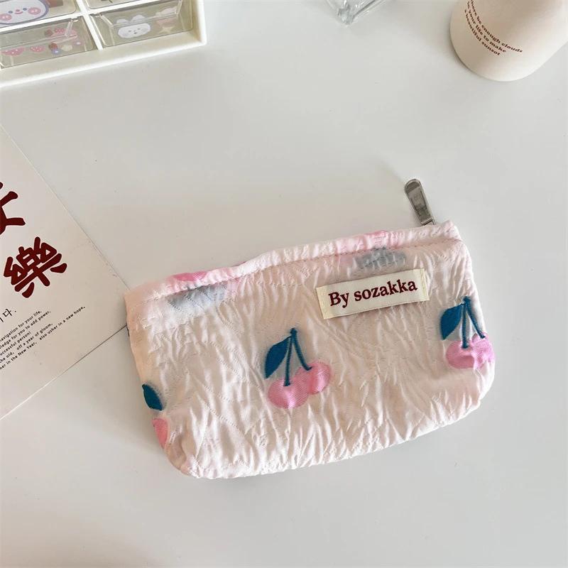 New Korean Women Floral Makeup Bags Cosmetic Bag Organizer Pouch Travel Make Up Toiletry Bag Canvas Beauty Case Pencil Case