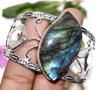Huge Fiery Labradorite 925 Silver Plated Bangle 6.5" Best Gift For Women l0p87