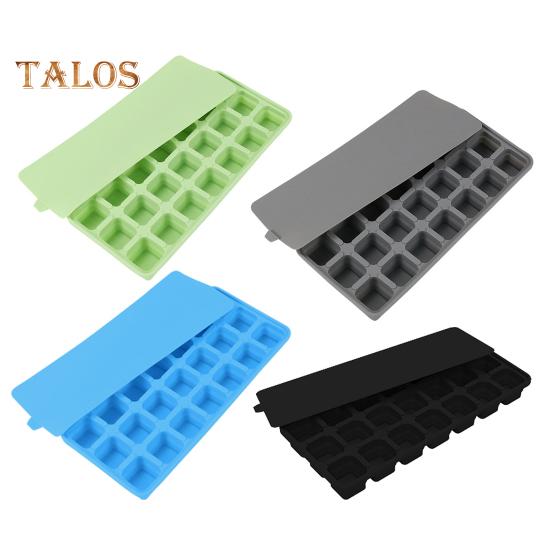 Silicone Ice Cube Tray with Lid 21 Large Cubes Easy Release Foldable Ice Mold Flexible Freezer Mold for Stacking Storage