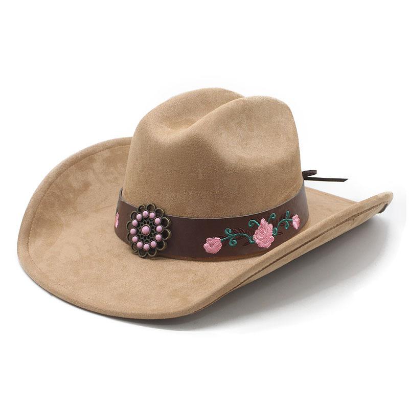 Western Cowboy Hat Women's Autumn and Winter British Suede Top Hat Fashion Felt Hat