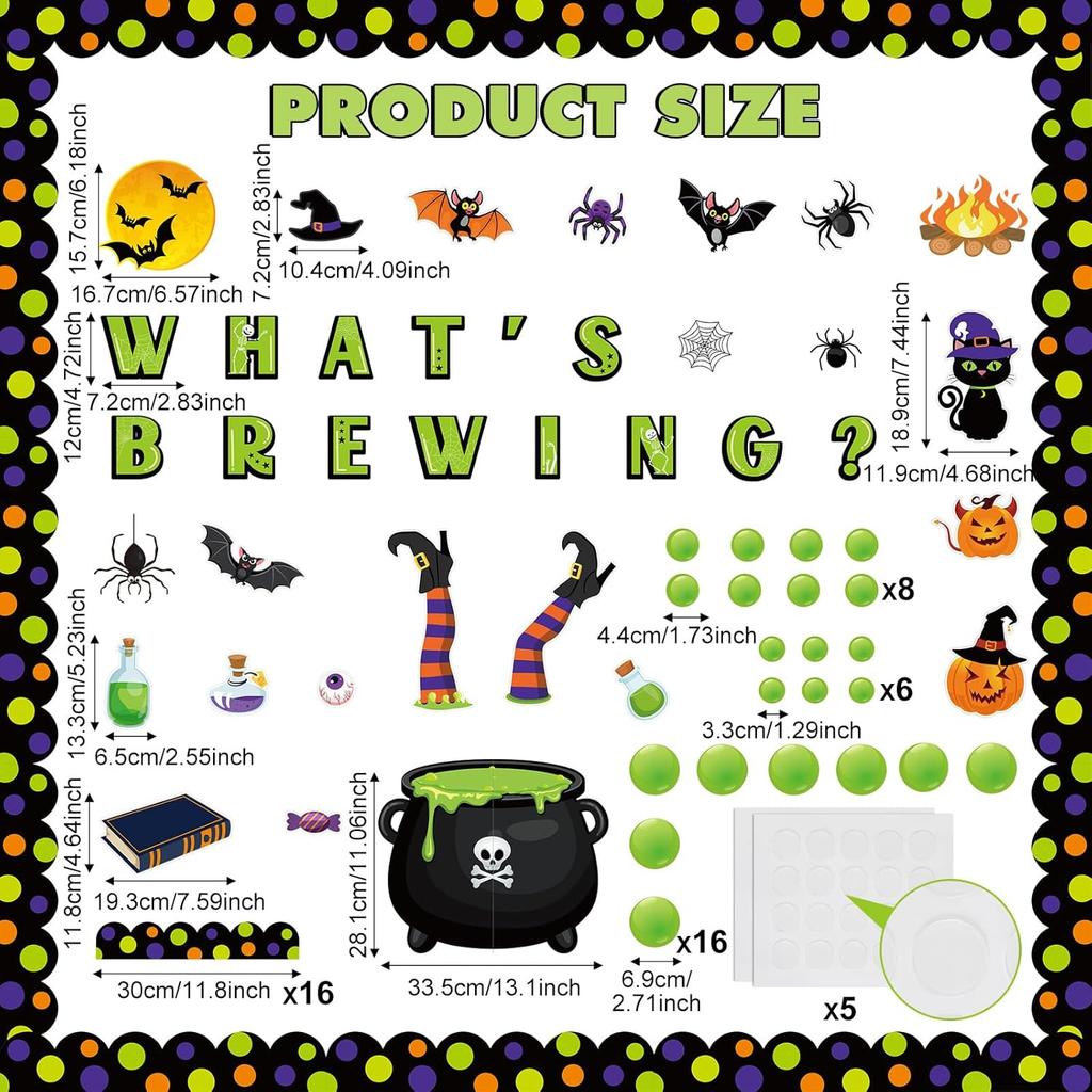 Pasimy Halloween Bulletin Board Decorations Set Halloween Theme Classroom Decor Spider Bat Ghost Pumpkin Cutouts with Borders for Home School Party