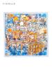 New Blue Yellow Watercolor Painted Printed Natural Silk Twill Square Scarf Women's Spring Autumn Real Silk Scarves Luxury Shawl