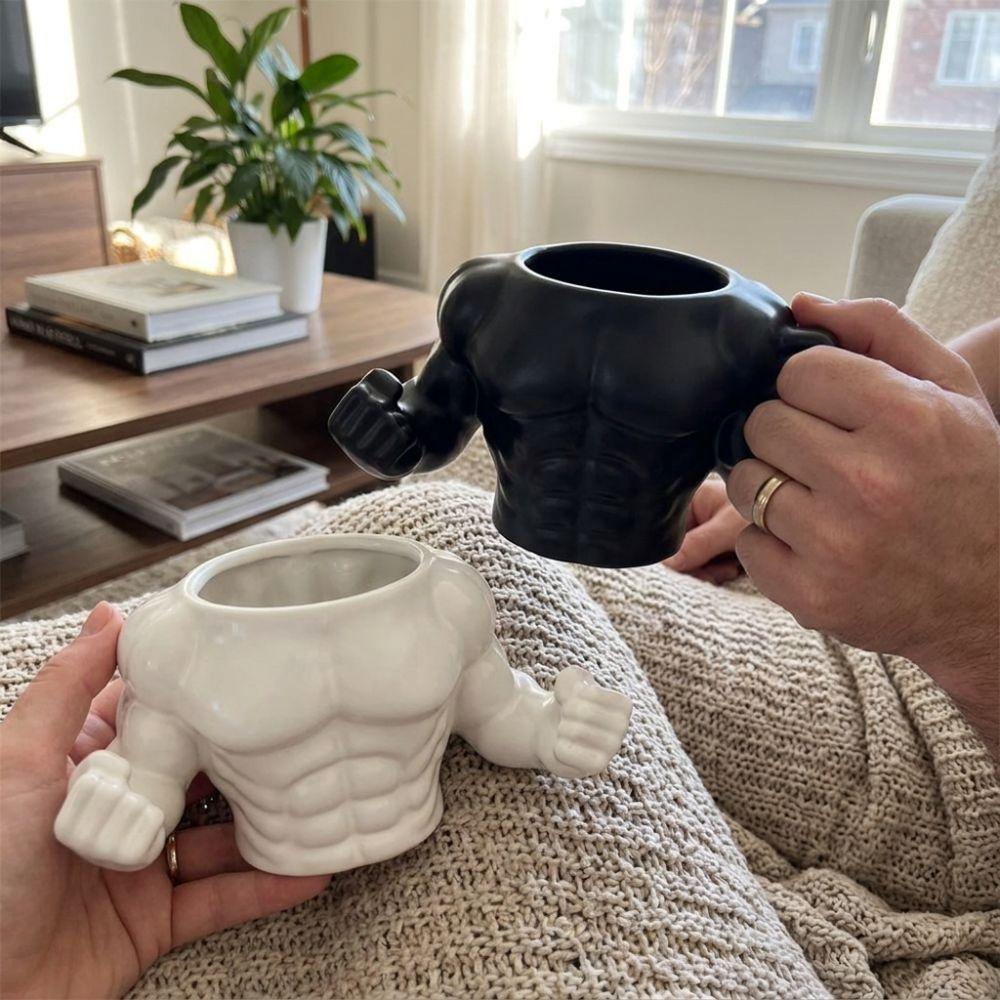 400ML Capacity Muscle Man Mug Uniquely Quirky Water Cup Durable Ceramic Coffee Cup Dormitory