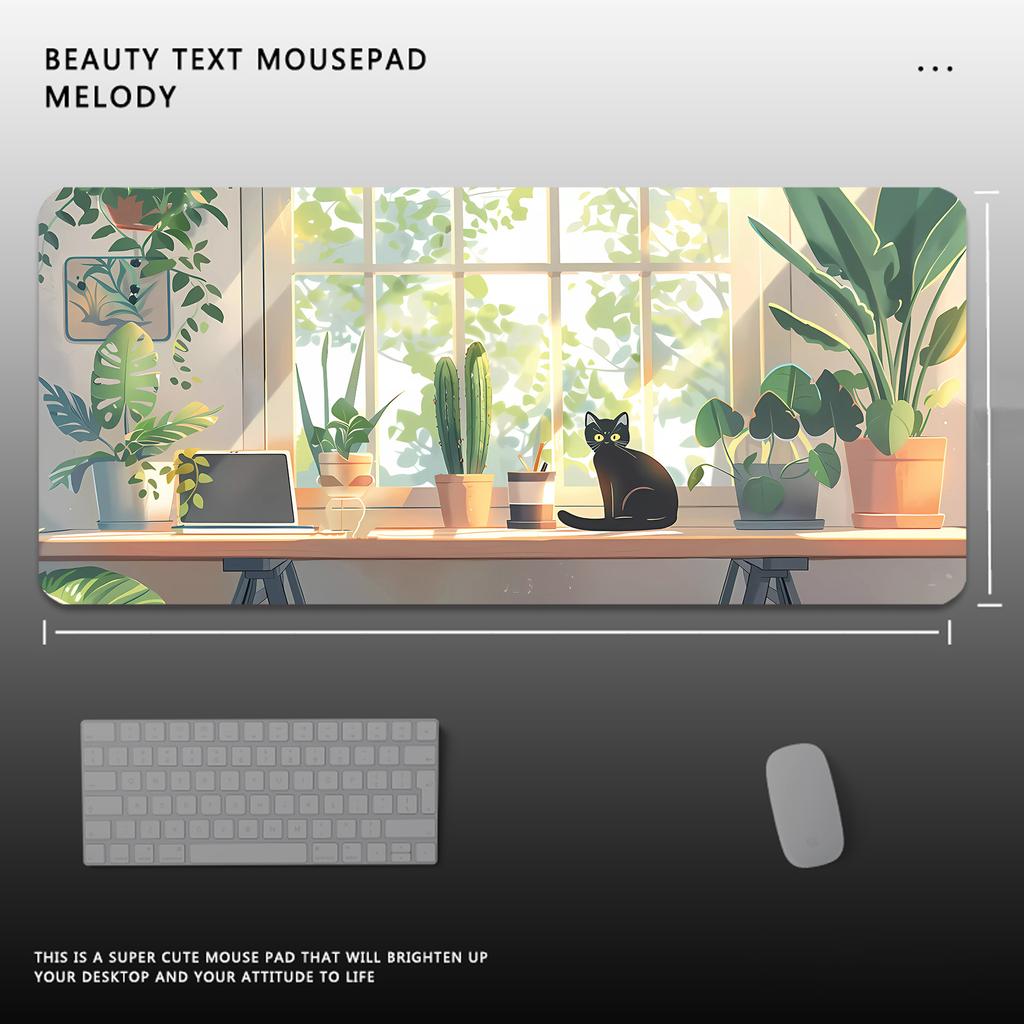 Kawaii Cat Mouse Pad Desk Pad Mouse Mat Desk Mat Computer Keyboard Desk Mat Desk Pad With NonSlip Base And Stitched Edge