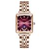 Luxury Ladies Fashion Quartz Watch Simple Scale Square Quality Rose Gold Plated Women Watches Business Stainless Steel Folding Clock