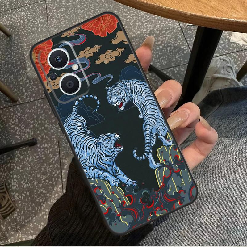 Тигр Красное Солнце Японское Искусство Для OPPO Reno 10 11 12 13 14 Pro 7 8 Lite 8T 11F 12F 13F 14F OPPO Find X8 X9 X5 X6 Pro Чехол