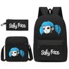 Рюкзак Sally Face Набор из трех предметов Школьная сумка для начальной и средней школы Мужской и женский рюкзак Сумка-портфель Пенал