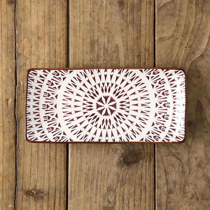 Керамическая посуда в креативном скандинавском стиле для ресторана, прямоугольная тарелка для суши и фруктов, для домашних закусок, мелкая плоская тарелка для основного блюда