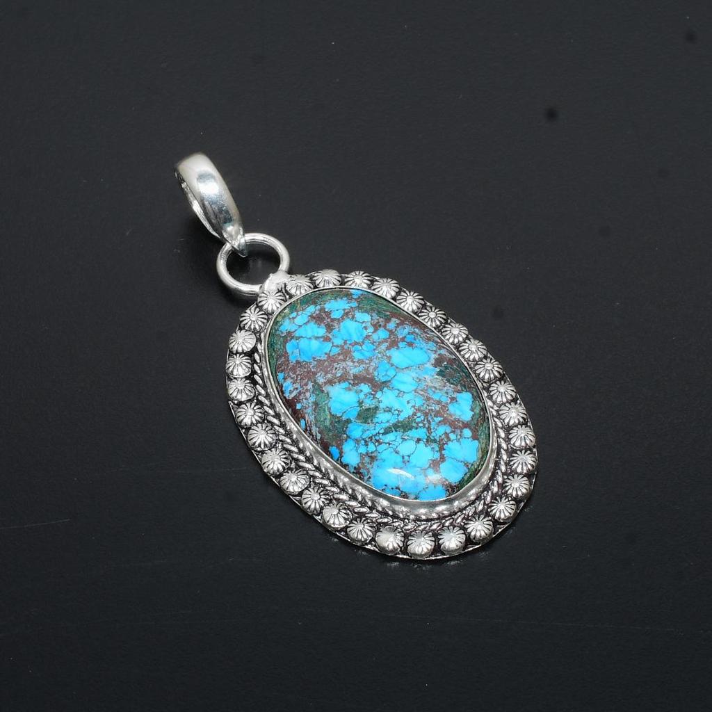 Тибетский бирюзовый драгоценный камень, стерлингового серебра 925 пробы, кулон ручной работы, антикварный кулон, бирюзовый кулон с драгоценным камнем, подарки для женщин
