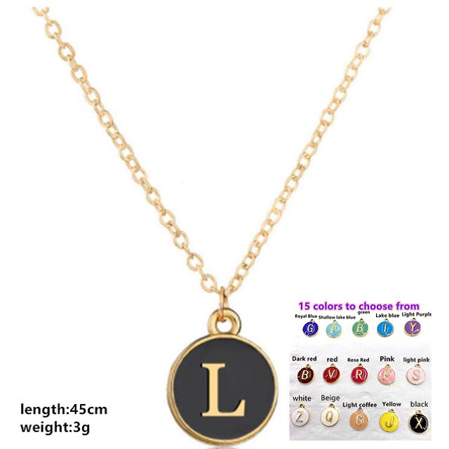 15x12mm New 26 Letters Initial Necklace Gold Chains Color Disc Pendant Necklace Alphabet Women Friends Family Letter Necklace