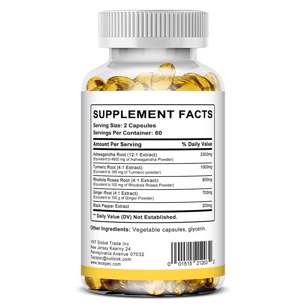 Turmeric Root Supplement, With Rhodiola Rosea Root, Ginger Root, Black Pepper Extract