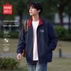 MINISO Men's Color-Block Stand Collar Zip-Up Sweatshirt