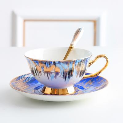 Европейский вход Lux Royal Bone China Кофейная чашка и блюдце Чашка послеобеденного чая, блюдо и ложка Выбор клубного кафе отеля