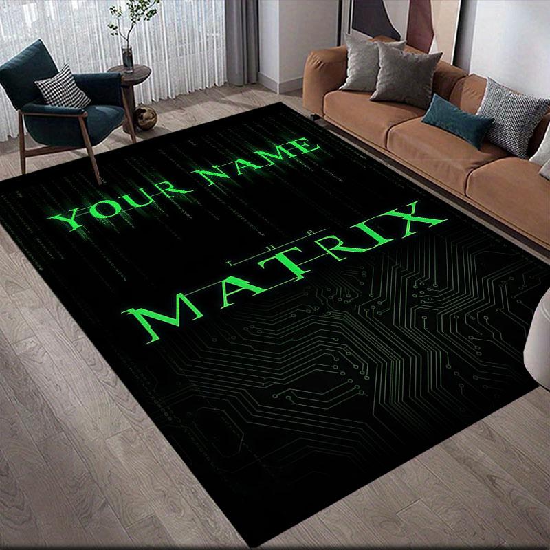 Custom Name,The Matrix Home Sofa Decoration for Living Room & Bedroom, Non‑Slip Play Flannel Floor Mat for Game Room