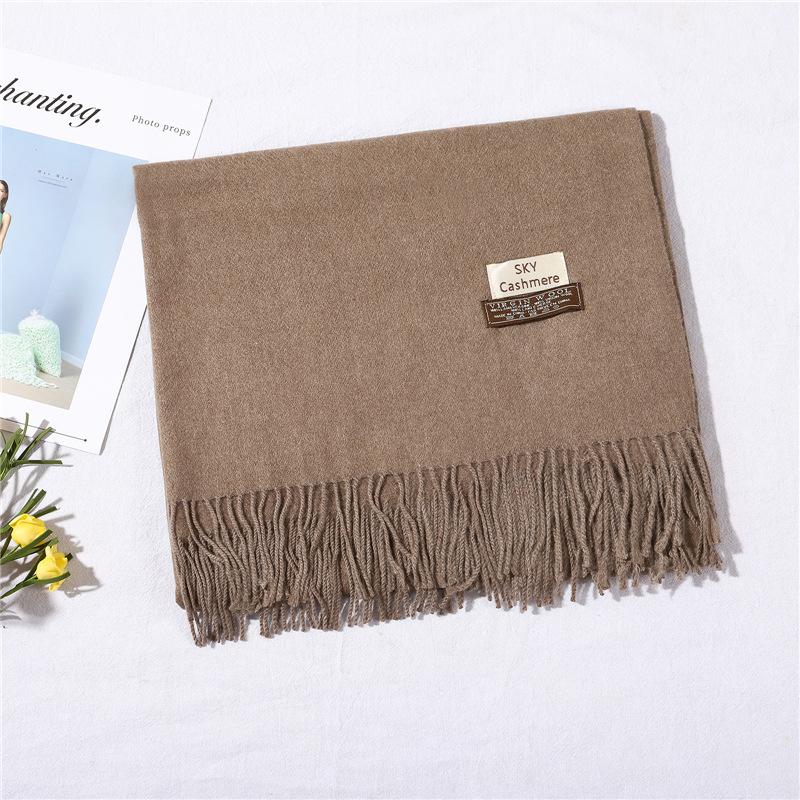 2024 Осень и зима Имитация кашемира Шарф Однотонный Модный Универсальный Теплый Шаль Шарф с Кисточками