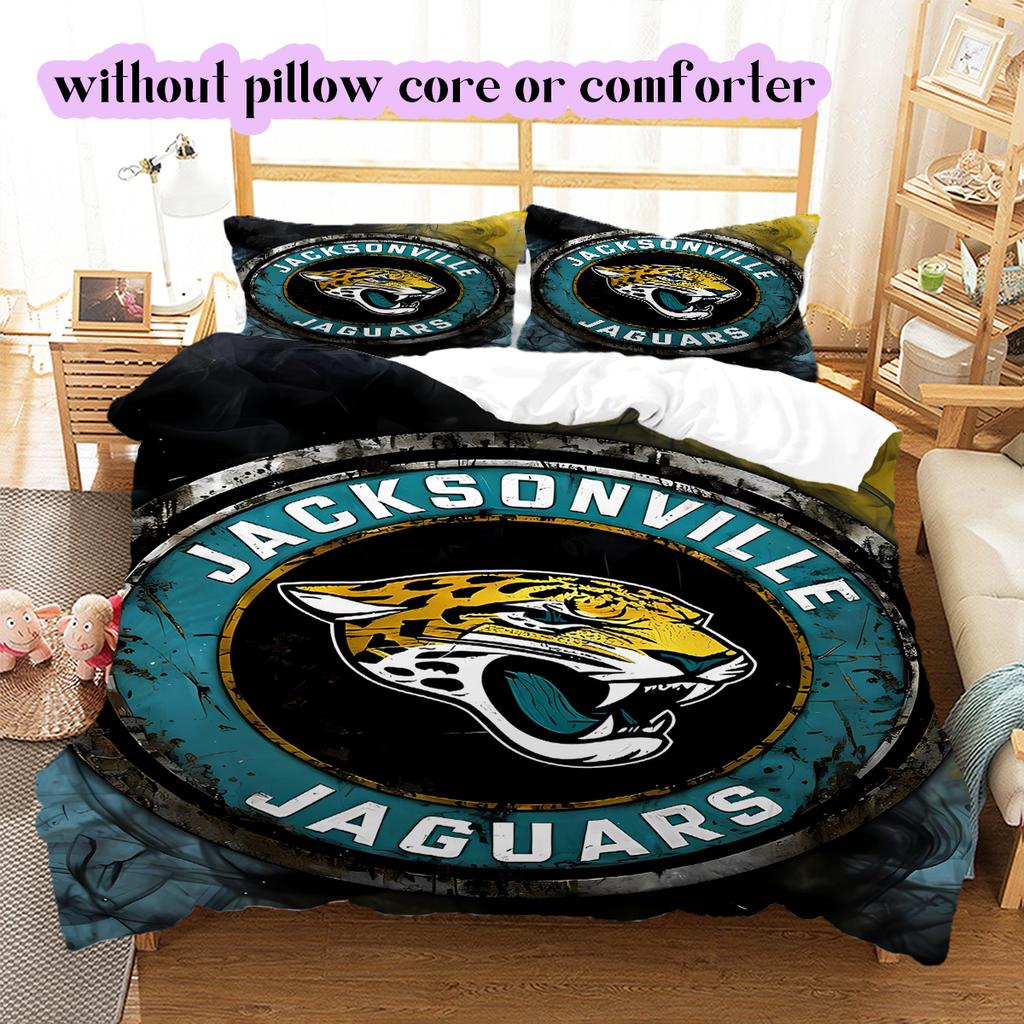 Постельное белье с узором Jacksonville Jaguars Комплект одеял Подушка Наволочка Домашний Декор Подарок на День Рождения (1 пододеяльник + 2 наволочки, без наполнителя)