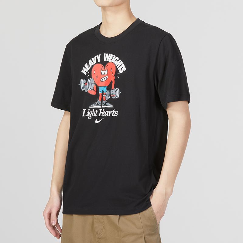 Nike Cartoon Letter Pattern Printed Sports Casual Round Neck Short Sleeve T-Shirt Men Tops Black DZ2744-010