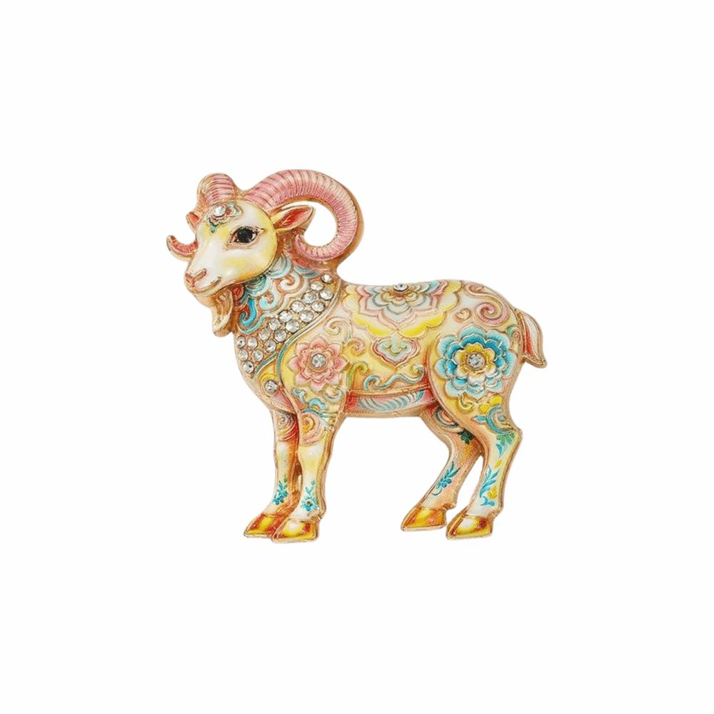 Vintage Style Goat Lapel Pin Dripping Oil Painted Animal Brooch Enamel Sheep Brooch New Year