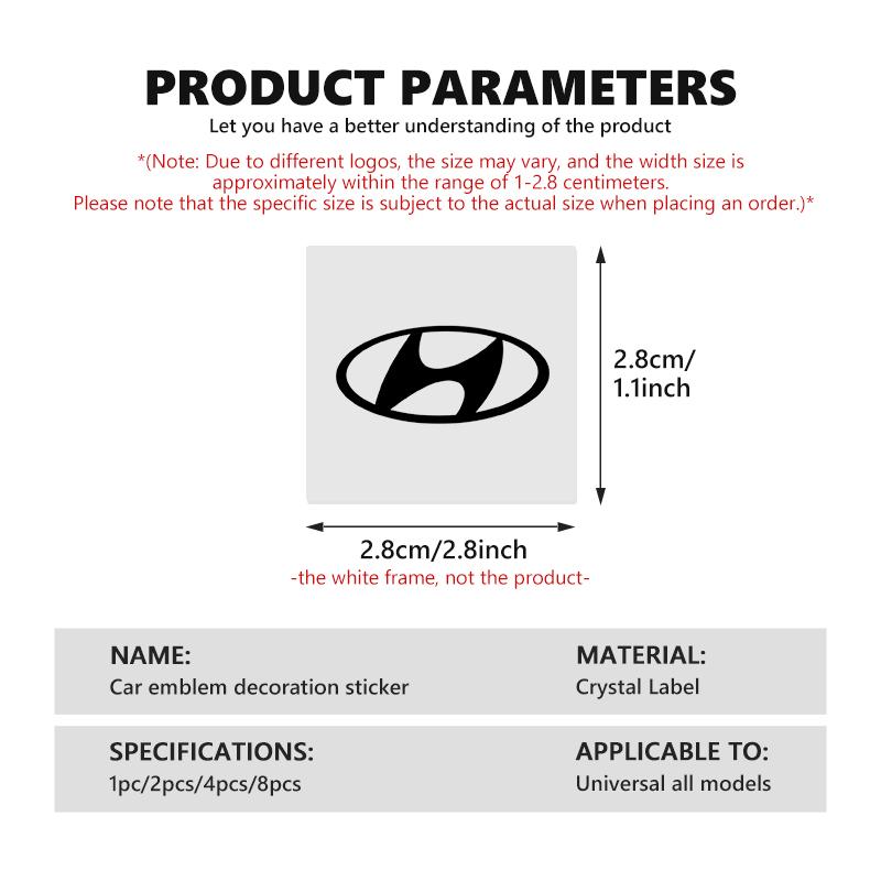 For Hyundai Car Emblem Decals Decorative Stickers Universal Auto Accessory Azera GDI i10 i20 i30 i40 ix20 ix35 Sonata Santafe MM7