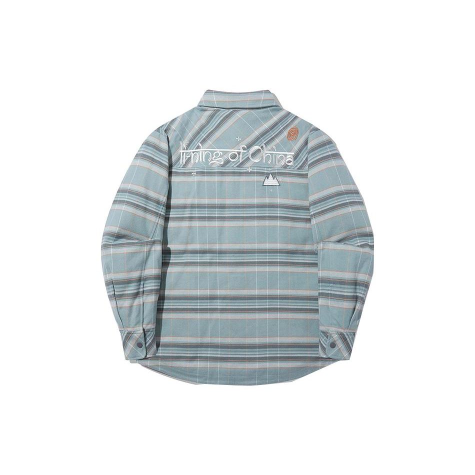 Li Ning Trend Series All Over Check Вышитая хлопковая куртка Унисекс Куртка Stone-Blue-Grey-Check AJMT063-2