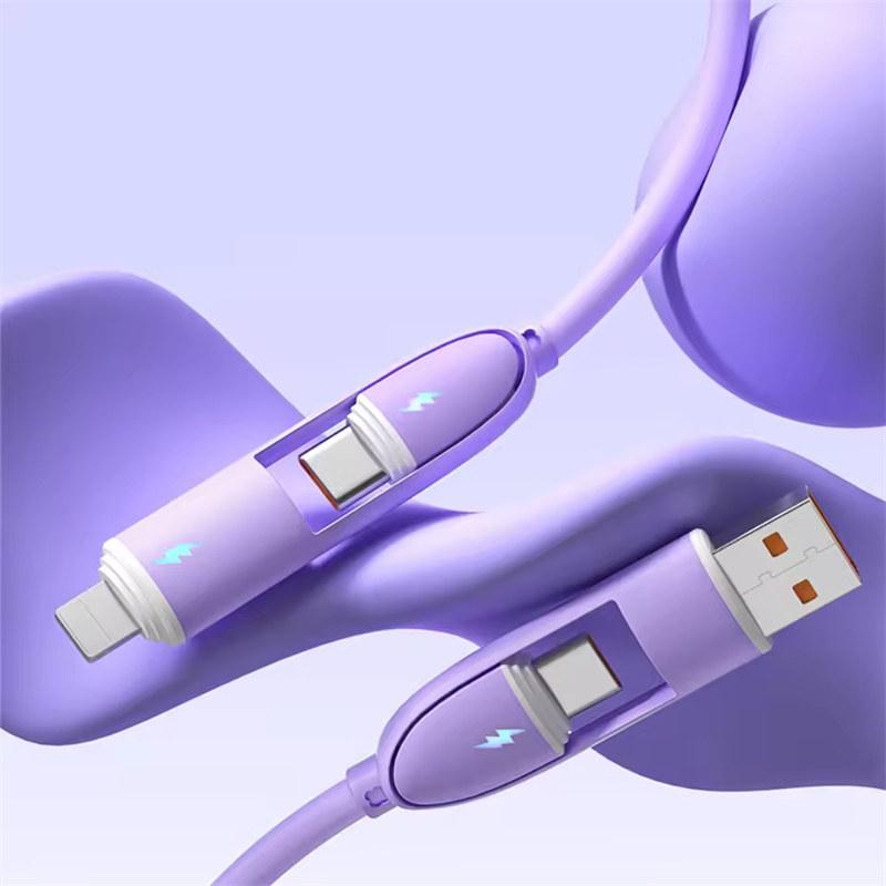 PD 100W 4-в-1 многопортовый кабель для быстрой зарядки 3A USB/C на Type C/Phone Fast Sync Charger Adapter совместим с ноутбуком планшетом