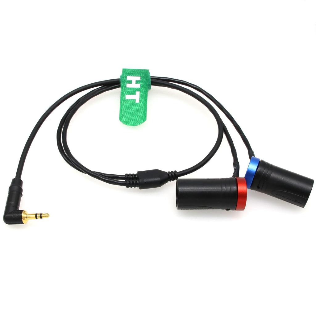 Аудиокабель HangTon Rode Wireless GO II для микрофона Sony FX9, звукового микшера, рекордера, на двойной XLR 3-контактный 2-канальный низкопрофильный 50 см - 3,5 мм 1/8"