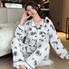 Теплая велюровая ночная рубашка, женские брюки, комплект, женская бархатная пижама, роскошная пижама с цветочным принтом и бабочками, с длинным рукавом, домашняя одежда, 2 шт.