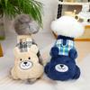Plaid Bear Winter Dog Jumpsuits Warm Fleece Thickened  Pet Clothing with Leash D-ring Pijamas for Dogs