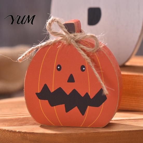 Decorative Tray Landscaping 3 Pcs Halloween Indoor Table Decoration, Cute Ghost Wooden Sign with Jute Rope, Tabletop Decor for Home Rustic Farmhouse