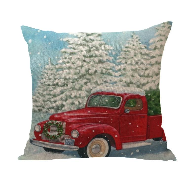 Santa Claus Pillowcase Decoration Cartoon Printing Christmas Cushion Cover Home Christmas Ornament Linen Pillowcase