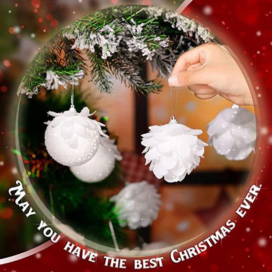 8 см Белый Пенопластовый Рождественский Шар Орнамент Снежное Праздничное Украшение Легкий Блестящий Подвесной Кулон на Елку для Дома Новый Год