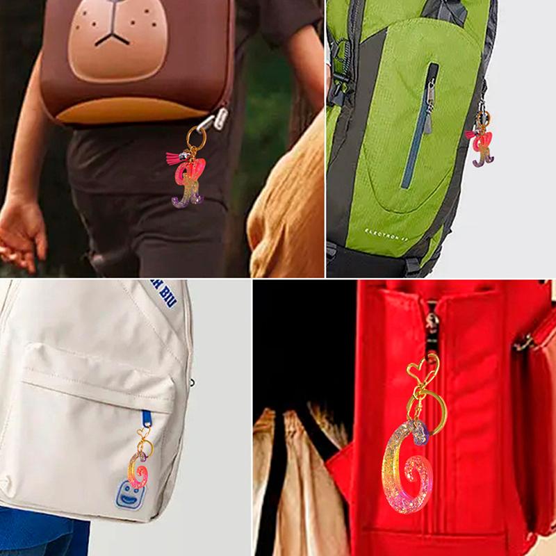 Смоляные брелки для ключей с буквами, с отверстием для капель клея, английским словом, подвеской