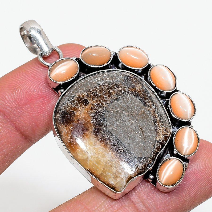 Septerian Stone, Monalisa Handmade 925 Sterling Silver Pendant 2.36" Z4h47