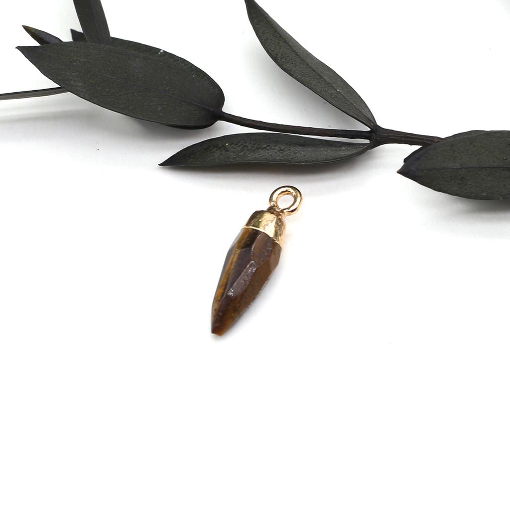 1шт граненый натуральный камень конус кулон маленький кристалл розовый кварц сплав подвески для изготовления ювелирных изделий DIY ожерелье серьги аксессуары 6x19 мм