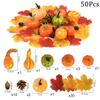 50Pcs/set Artificial Pumpkin Maple Leaves Pine Cone Halloween Thanksgiving Fall Table Home Decoration Photo Props Ornaments