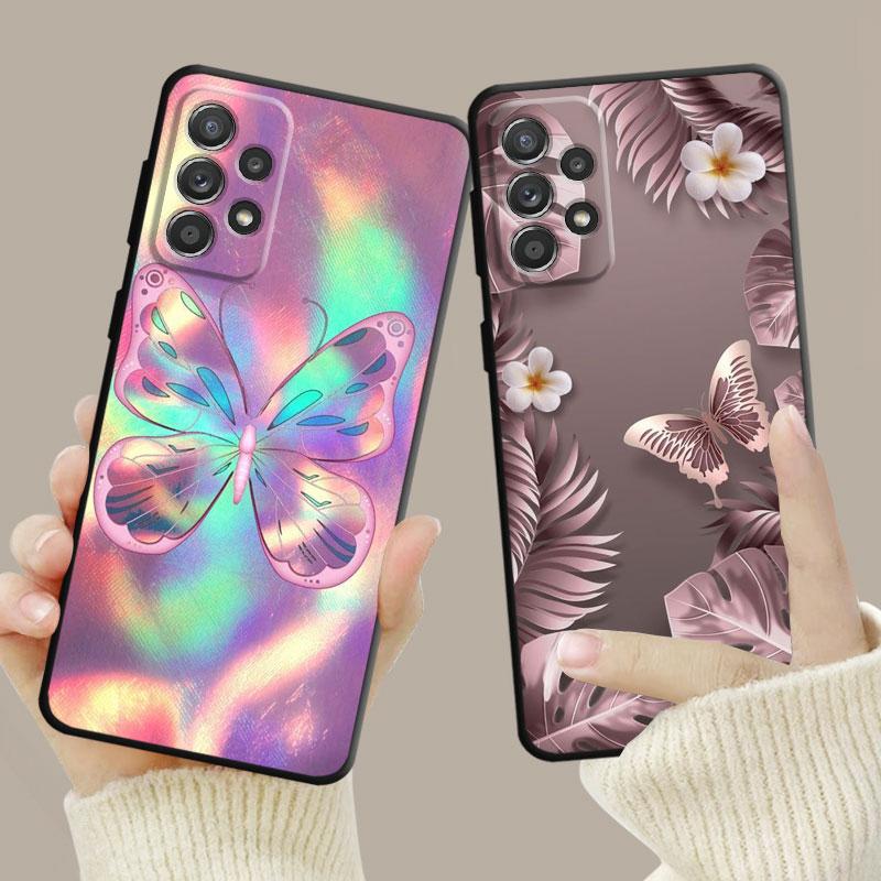 Роскошный эстетический чехол с бабочкой и розой для Samsung Galaxy A14 A73 A53 A71 A51 A31 A33 A22 A12 A21s A13 A32 A52s A72 A52 A23