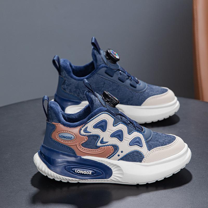 2025 Spring and Autumn Leather Boys' Shoes Medium and Older Children's Waterproof Children's Sneakers Breathable Sneakers