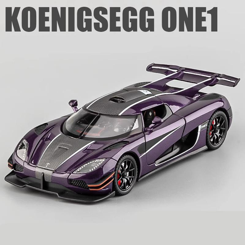 1/24 Koenigsegg ONE 1 Alloy Sports Car Model Diecasts Metal Racing Car Model High Simulation Sound and Light Childrens Toys Gift